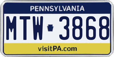 PA license plate MTW3868