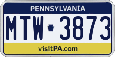 PA license plate MTW3873