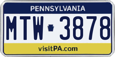 PA license plate MTW3878