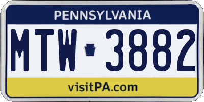 PA license plate MTW3882