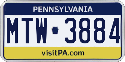 PA license plate MTW3884