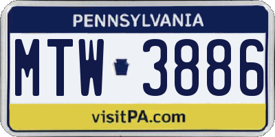PA license plate MTW3886