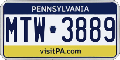 PA license plate MTW3889