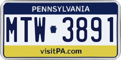PA license plate MTW3891