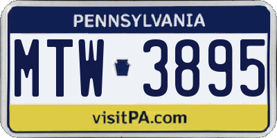 PA license plate MTW3895