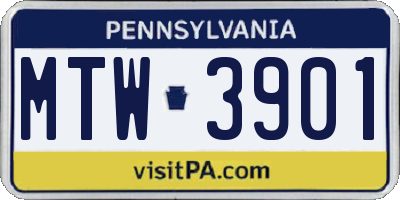 PA license plate MTW3901