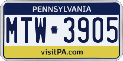 PA license plate MTW3905