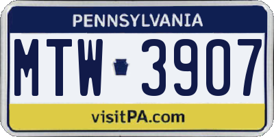 PA license plate MTW3907