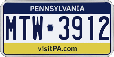 PA license plate MTW3912