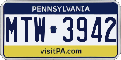PA license plate MTW3942