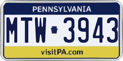 PA license plate MTW3943