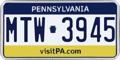 PA license plate MTW3945