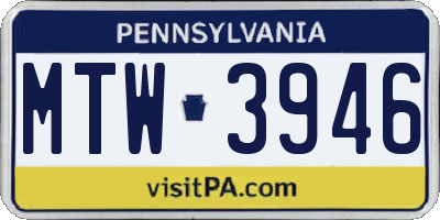 PA license plate MTW3946