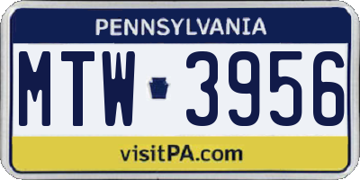 PA license plate MTW3956