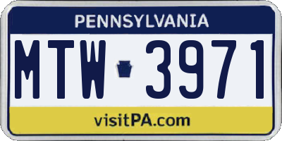 PA license plate MTW3971