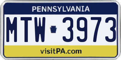 PA license plate MTW3973