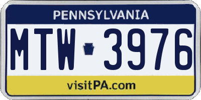 PA license plate MTW3976