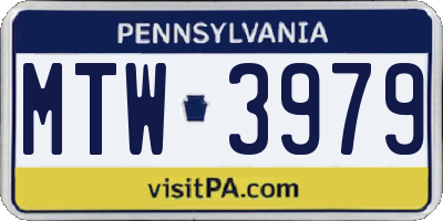 PA license plate MTW3979