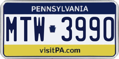 PA license plate MTW3990