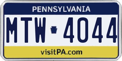 PA license plate MTW4044