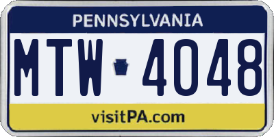 PA license plate MTW4048