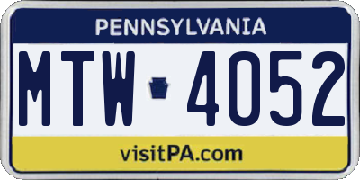 PA license plate MTW4052