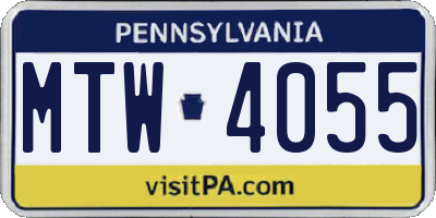 PA license plate MTW4055