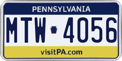 PA license plate MTW4056