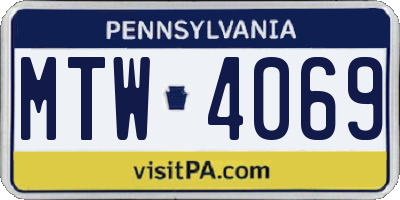 PA license plate MTW4069