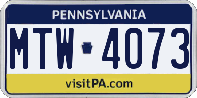 PA license plate MTW4073