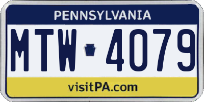 PA license plate MTW4079