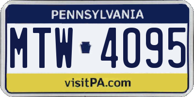 PA license plate MTW4095