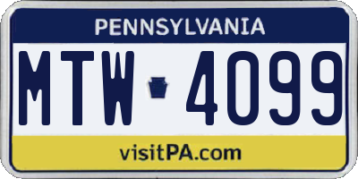 PA license plate MTW4099