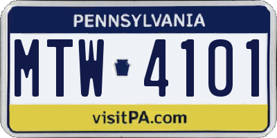 PA license plate MTW4101