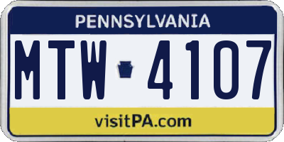 PA license plate MTW4107