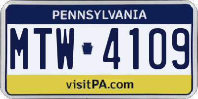 PA license plate MTW4109