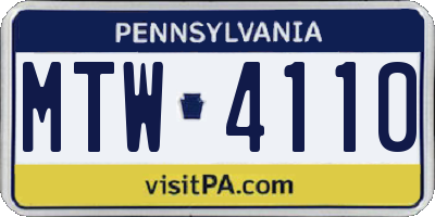 PA license plate MTW4110