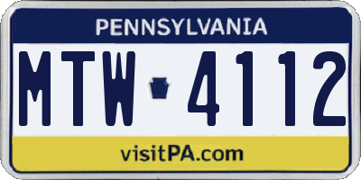 PA license plate MTW4112
