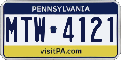 PA license plate MTW4121