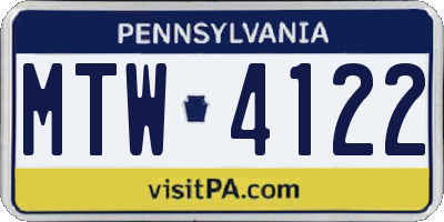 PA license plate MTW4122