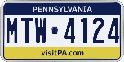 PA license plate MTW4124