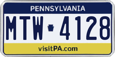 PA license plate MTW4128