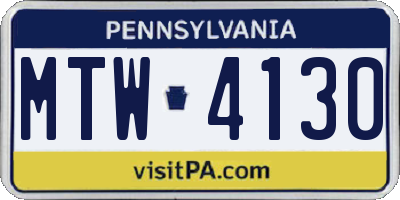 PA license plate MTW4130