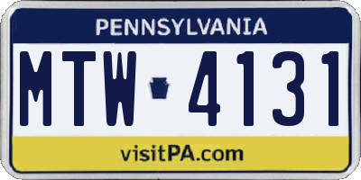 PA license plate MTW4131