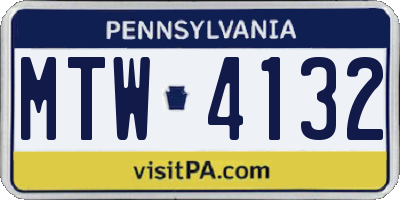 PA license plate MTW4132