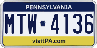 PA license plate MTW4136