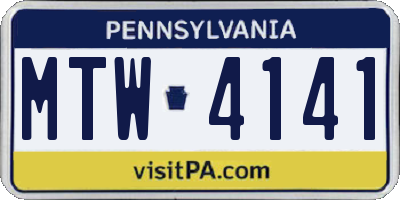 PA license plate MTW4141
