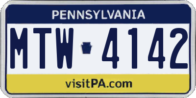 PA license plate MTW4142