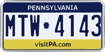 PA license plate MTW4143