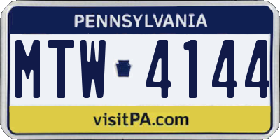 PA license plate MTW4144